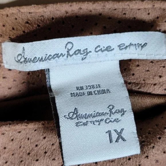 American Rag Faux Suede Button Front Mini Skirt Brown Women Plus Sz 1X NWT - Picture 3 of 9